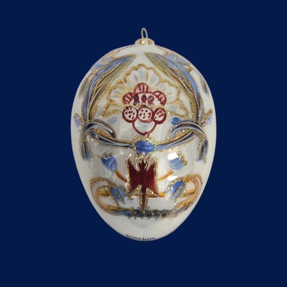 MMA Vintage Large Hand Blown Glass St. George & the Dragon Egg Ornament - Picture 8 of 12